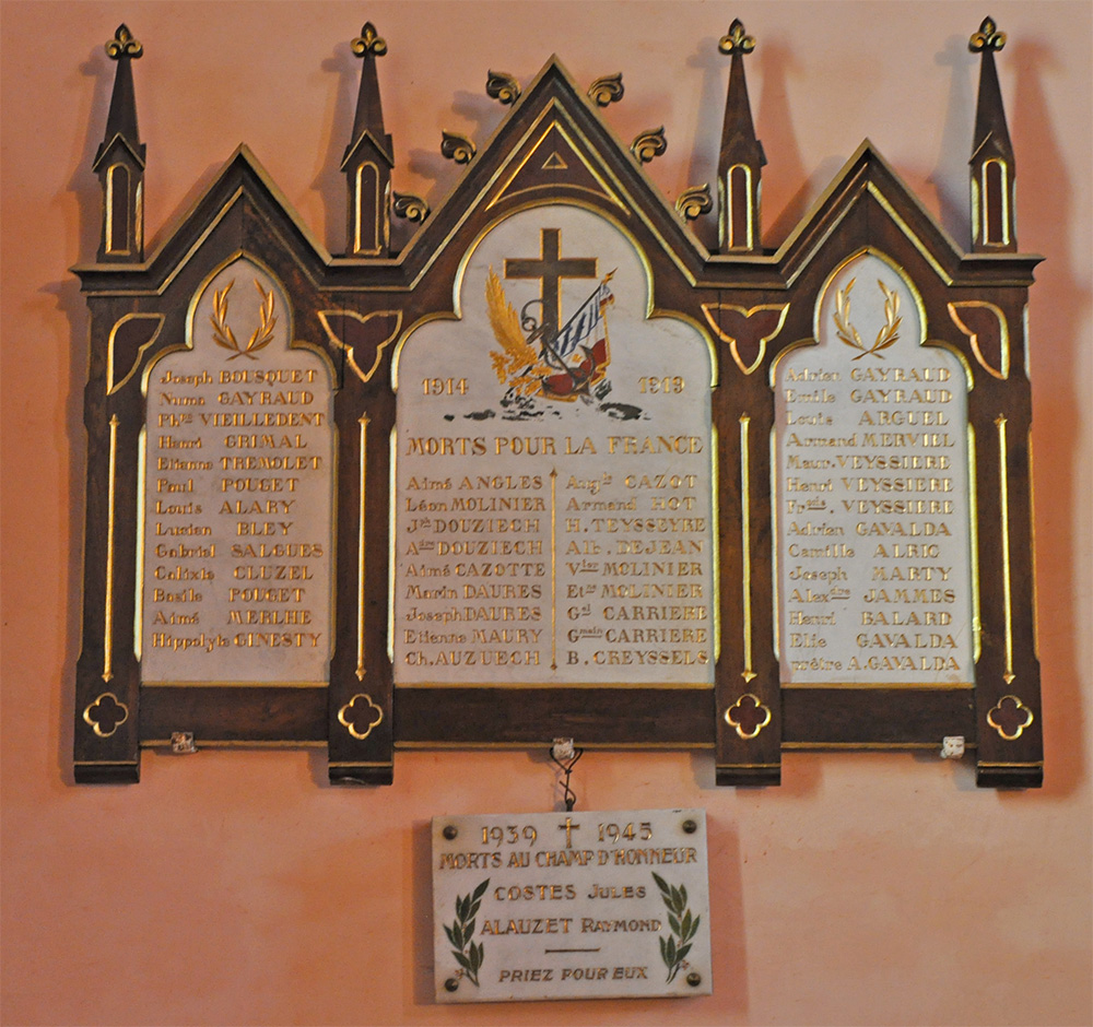 Plaque commémorative de de l'église Saint-Pierre de Curan