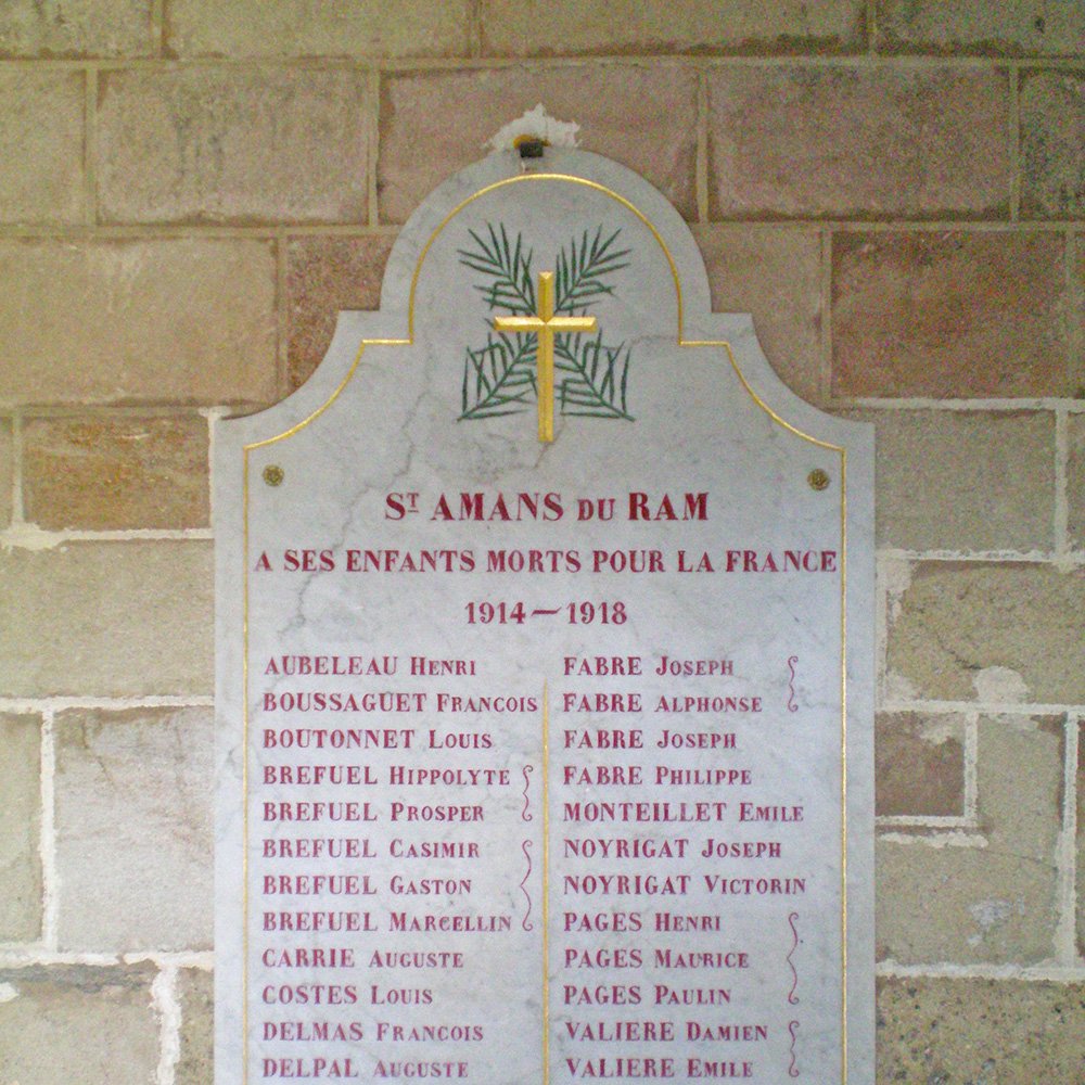 Plaque commémorative de Saint-Amans du Ram
