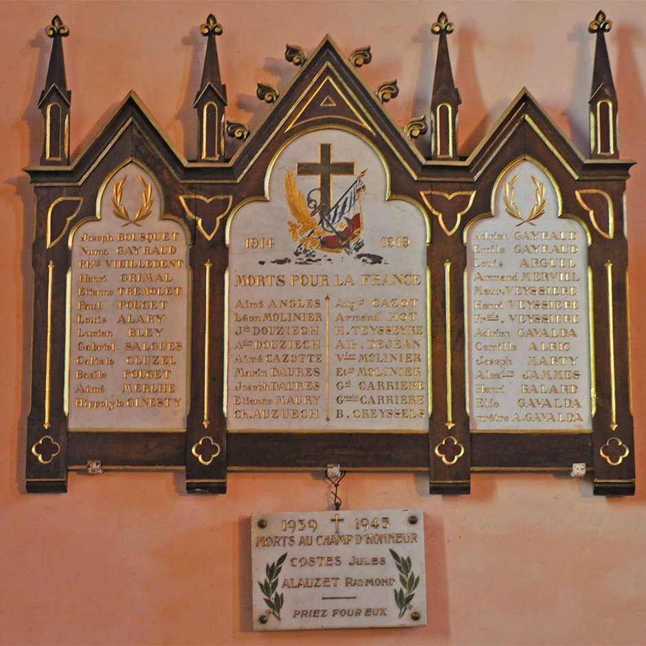 Plaque commémorative de de l'église Saint-Pierre de Curan